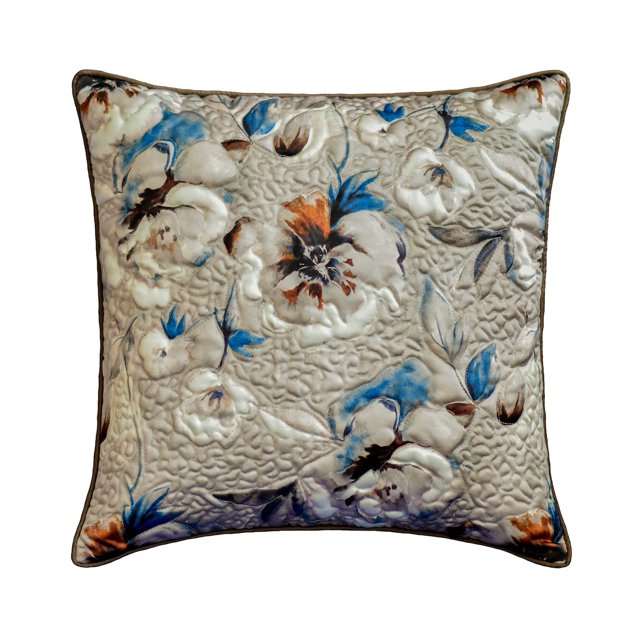 Toss Pillow Covers, Decorative Silver 12"x12" (30x30 cm) Throw Pillow Covers, Satin Floral & Quilted Throw Pillows For Couch, Nature & Floral Pattern Contemporary - Humming Floral