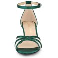 thumbnail image 3 of BLISSFUL STEP Women's Satin Rhinestone Stiletto Heel Sandals Green (Size 8.5), 3 of 7
