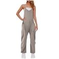 thumbnail image 2 of Horkkom Jumpsuits for Women Sleeveless Spaghetti Strap V Neck Solid Color Rompers Summer Casual Loose Jumpsuits with Pockets, 2 of 7