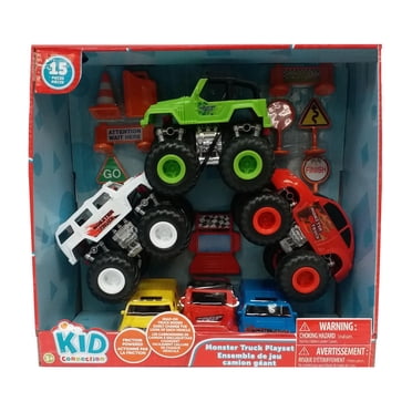 Kid Connection Monster Truck Play Set, Friction powered, Snap-on truck bodies
