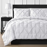 Cotton Metrics Pinch Pleat Duvet Cover Set with Zipper & Corner Ties 800TC 100% Organic Cotton Pintuck 3pc Duvet Cover Set All Size & Colors