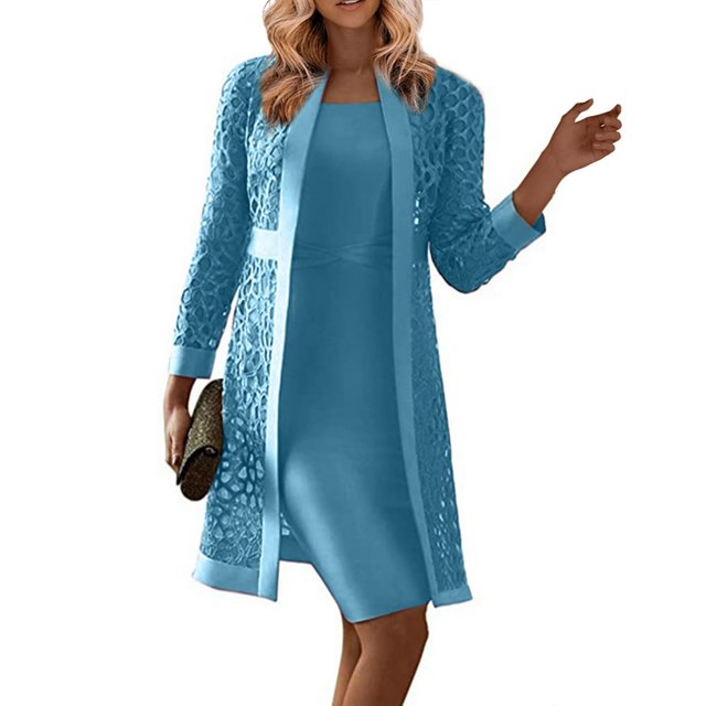 Robes pour la Mère de la Mariée pour Femmes Manches Longues Veste Longueur Genou