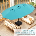 thumbnail image 4 of Costway 15 Ft Patio Double-Sided Solar LED Market Umbrella Crank 36 Lights Base Turquoise, 4 of 10