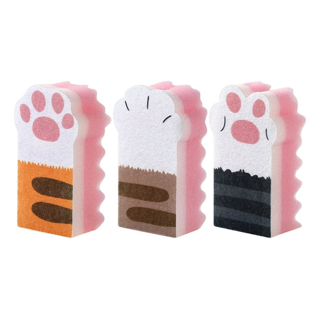 MasteelfCA 3Pcs Cat Claw Sponge Kitchen Cleaning Cloth Dishwashing Sponge Thickened Sponge