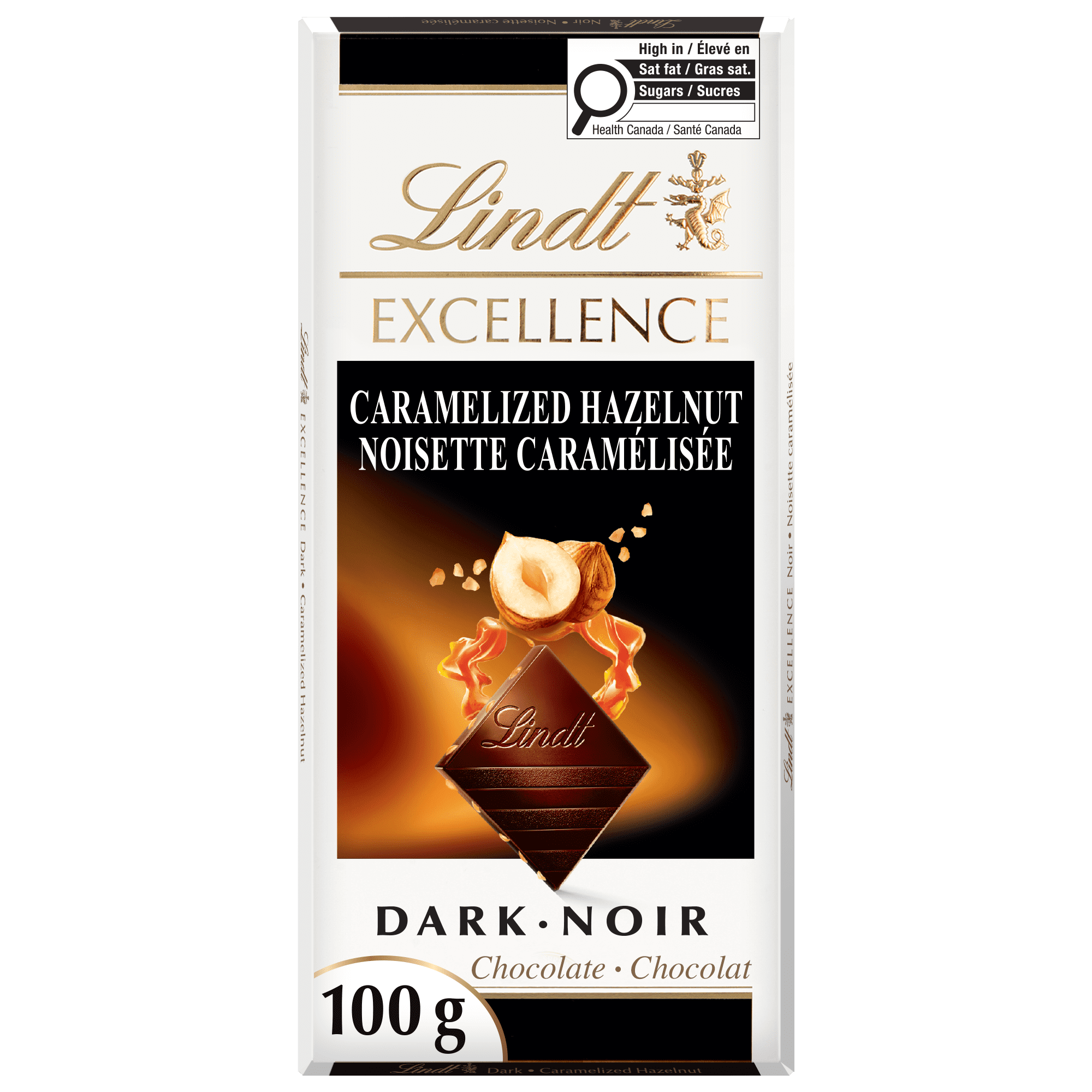 Lindt EXCELLENCE Caramelized Hazelnut Dark Chocolate Bar, 100g
