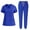 Blue, variant on Amzcrzy Scrubs for Women Set V Neck Short Sleeve Scrubs Tops Jogger Pants Scrub Sets for Woman Casual Stretch Solid Color Scrubs Sets with Pockets