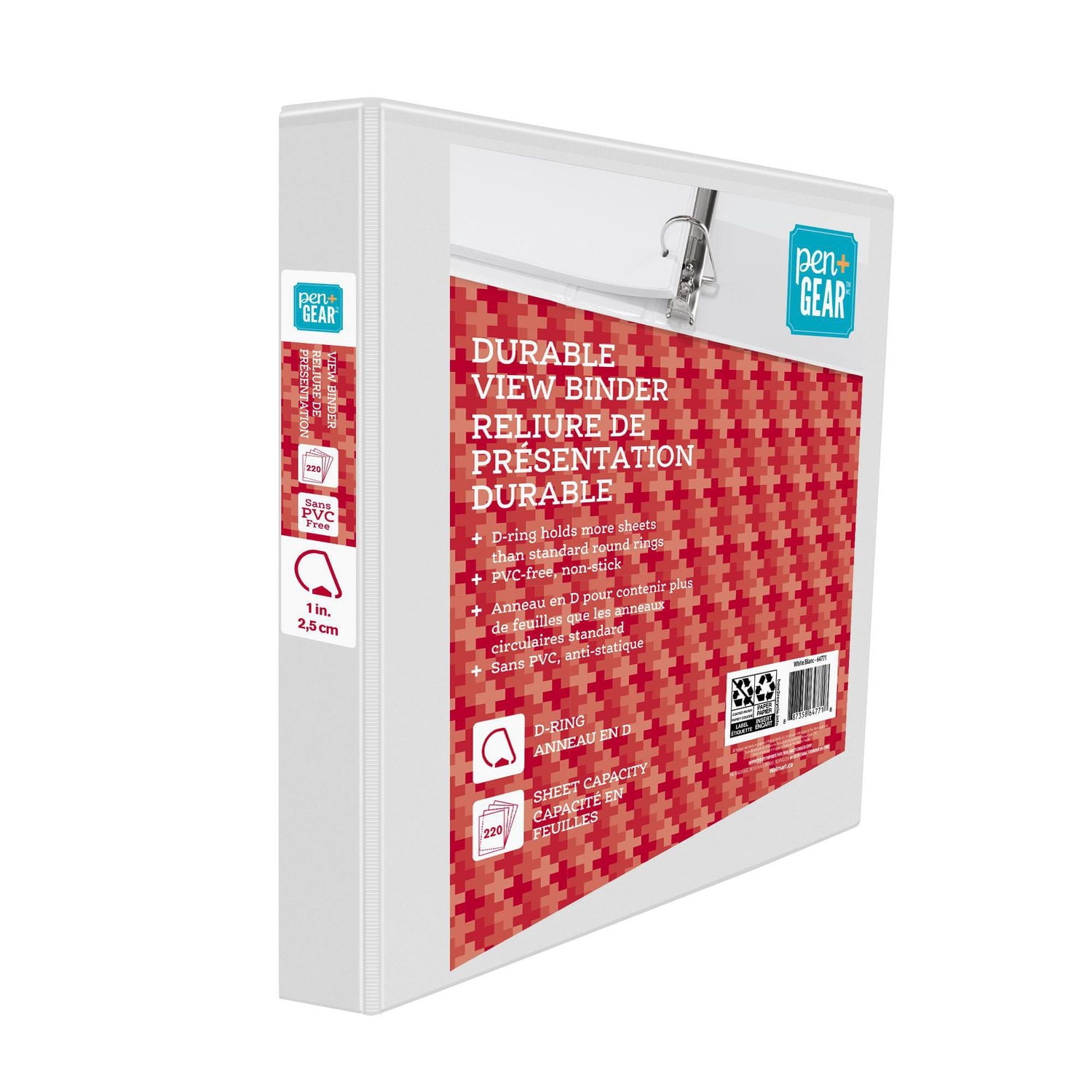 Pen + Gear 1" Durable View Binder, Slant D-Ring, WHITE