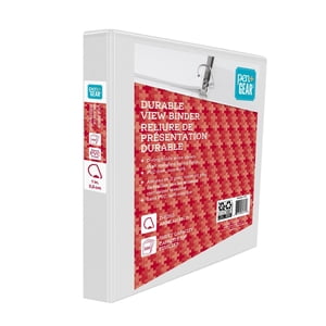 Stylo + Équipement 1" Binder de vue durable, D-Ring incliné, WHITE