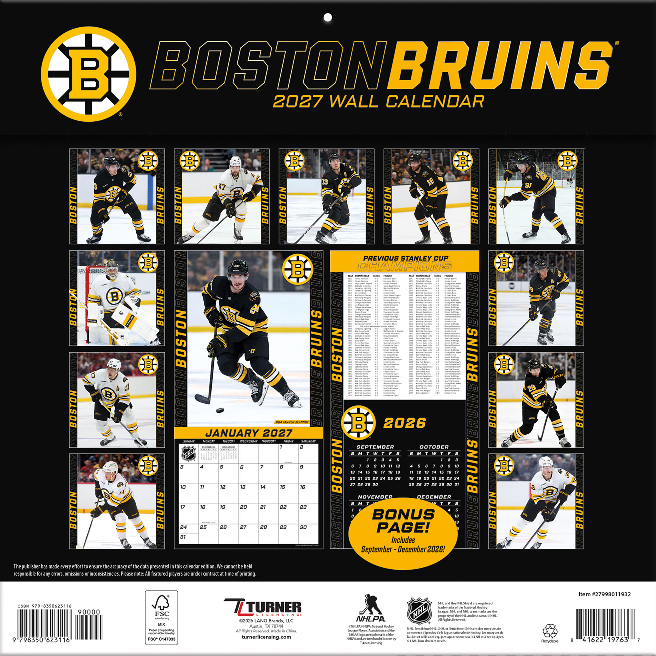 Boston Bruins 2027 Carré Turner