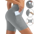 thumbnail image 2 of Plebaso Shorts de Yoga pour Femmes avec Poches Taille Haute Leggings Extensibles Shorts Unis Shorts de Course Cyclistes, 2 of 7