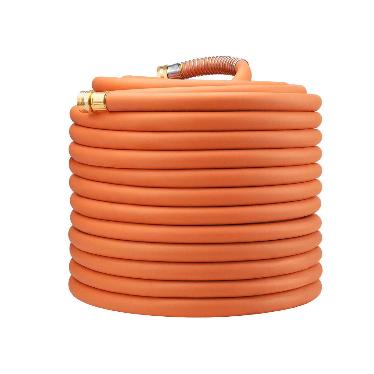Wiseflow Garden Hose 150FT x 5/8"" Heavy Duty Rubber Hose Water Hose with Five Layered Braiding Male Female Fittings 1000PSI Burst 300PSI Working for Yard Car Wash Pets (Orange)