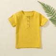 thumbnail image 2 of Penkiiy Haut à Manches Courtes pour Enfants Garçons Filles Mode Confortable Couleur Unie Col Rond 4 Ans Jaune, 2 of 3