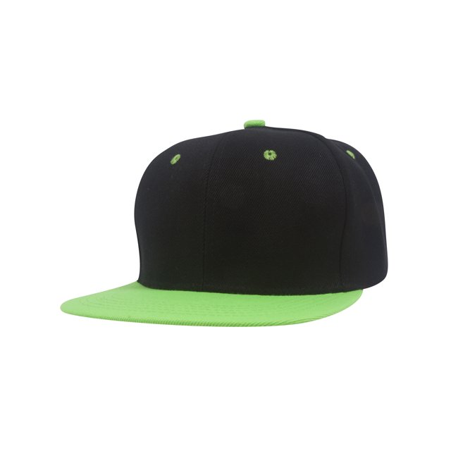 Top Headwear Flat Bill Adjustable Snapback Cap - Black/Green