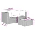 thumbnail image 4 of vidaXL 3 Piece Garden Lounge Set with Cushions Grey Poly Rattan, 4 of 5