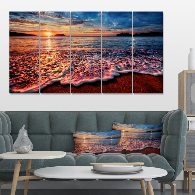 Vue Paisible de Plage en Soirée - Impression sur Toile de Paysage Marin