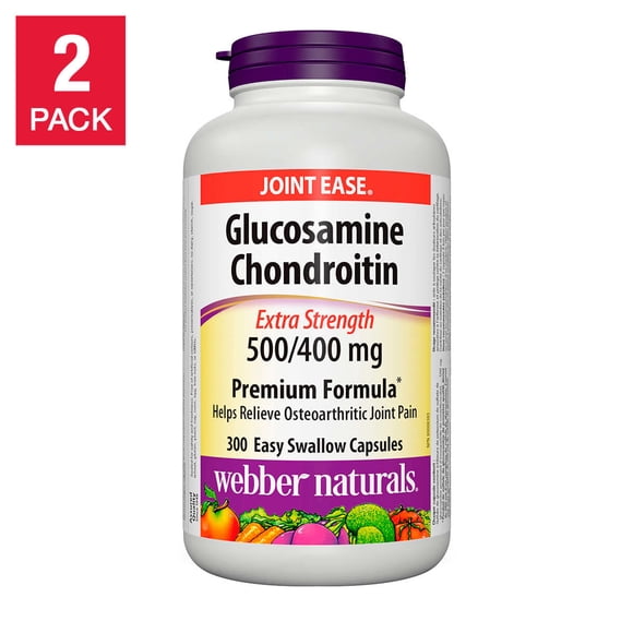 webber naturals Capsules de Glucosamine et de Sulfate de Chondroïtine, 300 Unités, Lot de 2