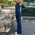 thumbnail image 4 of Women's Denim Jumpsuit - High Waisted Sleeveless with Back Heart Pattern, Polyester, Casual/Work, S-L, 4 of 8