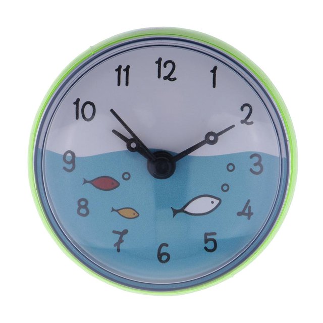 jifeng Bathroom Silicone Wall Suction Clock Waterproof Time Display Colorful Green A-Green