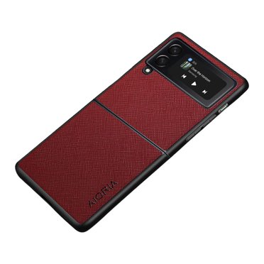 Langgg Étui Pliant en Cuir PU Texture Croisée Antichoc Compatible pour Samsung Galaxy Z Flip3 5G Étui de Protection Rigide