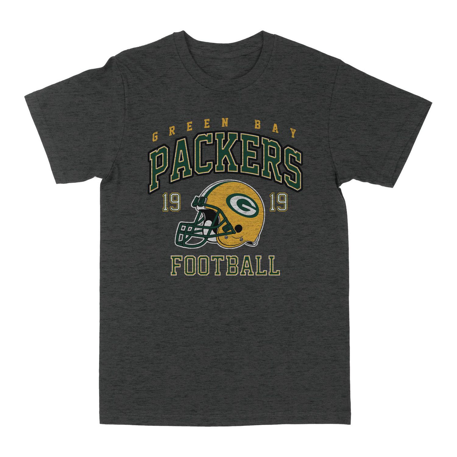 NFL Green Bay Packers Men's Vintage Helmet 1919 Graphic Tee, Heather Dark Grey