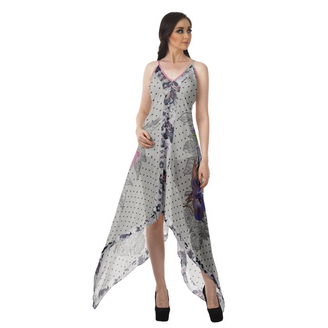 Moomaya Robes d'Été à Dos Nu pour Femmes Robe Imprimée à Ourlet en Foulard pour Femmes