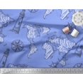thumbnail image 2 of Soimoi Blue Rayon Fabric Direction Compass & Lighthouse Map Print Fabric by the Yard 42 Inch Wide, 2 of 5