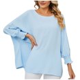 thumbnail image 1 of Birdeem Mode Hauts pour Femmes Uni Manches Longues Col Rond Blouse Chemise T-Shirt Hauts, 1 of 8