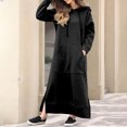 thumbnail image 1 of Gspmoly Robe d'Été, Mode pour Femmes Col Rond Hiver Chaud Couleur Manches Longues Poche Longue Robe Robes de Vacances pour Femmes Offres Prime, 1 of 6