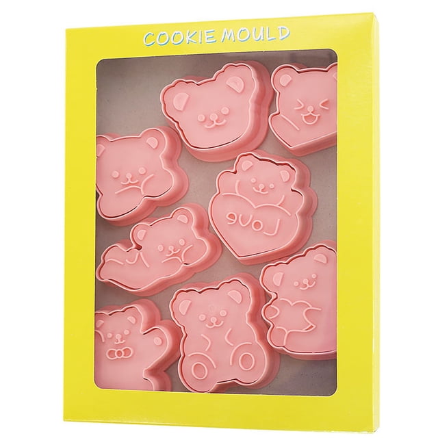 Agiferg Moule à Biscuits Ours Dessin Animé 3d Tridimensionnel Pressage Moule à Biscuits en Plastique Outil de Cuisson pour Fondant