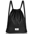 thumbnail image 1 of Costway Drawstring Backpack String Bag Folding Sports Sack w/Zipper Pocket Black, 1 of 10