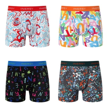 INNERSY Caleçons Boxeurs Respirants en Maille Douce pour Hommes, Lot de 4 (Très Grand, Art Graffiti)