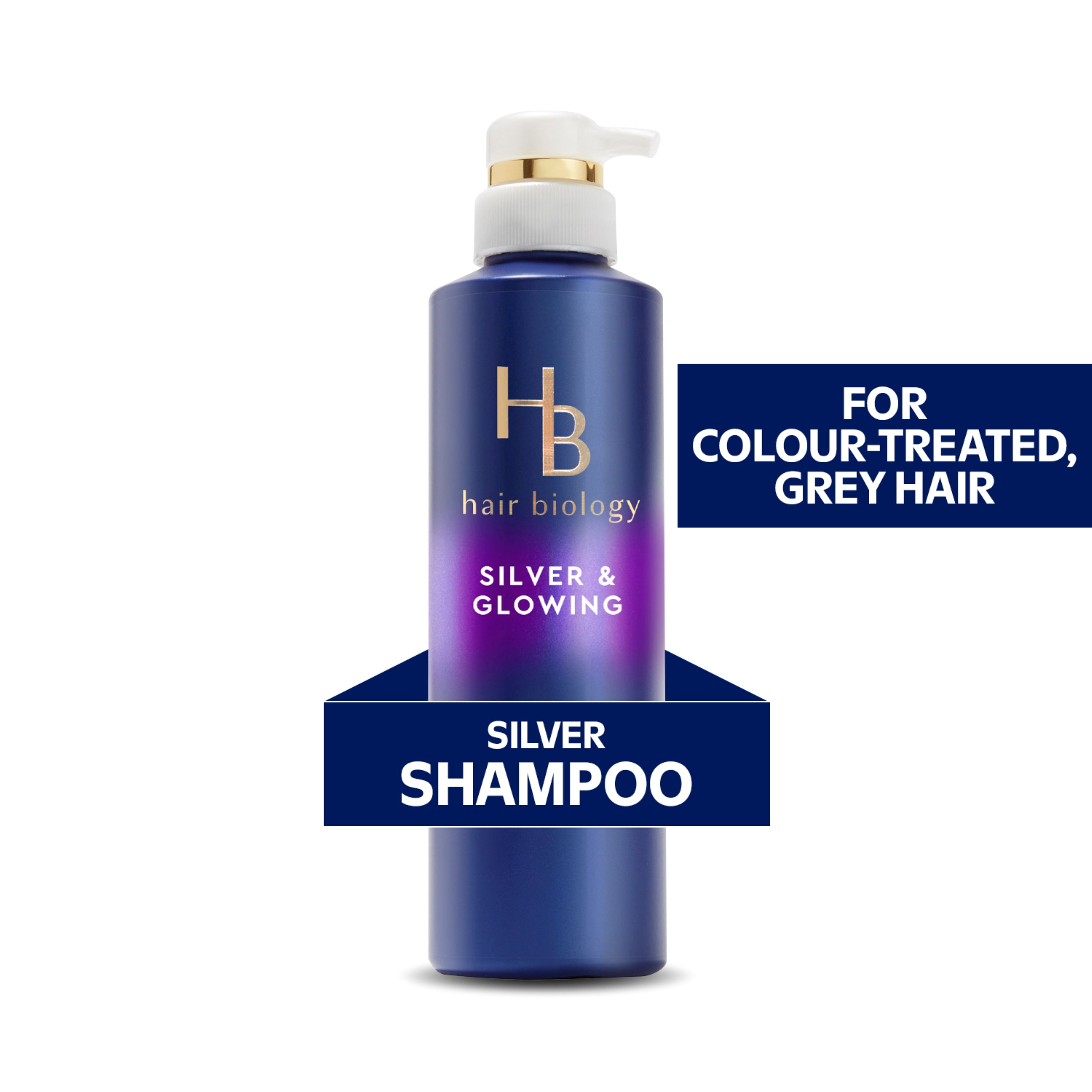 Hair Biology Purple Shampoo, Silver Shampoo, for Gray Or Blonde Brassy Colour Treated Hair, Fights Brassiness and Replenishes, 380 mL