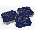 thumbnail image 4 of Inkdotpot Real Rose Gold Foil Merry Christmas & Happy Text Tags Favor Bracket Shape Hang Pack Of 50 Paper Tags, 4 of 7
