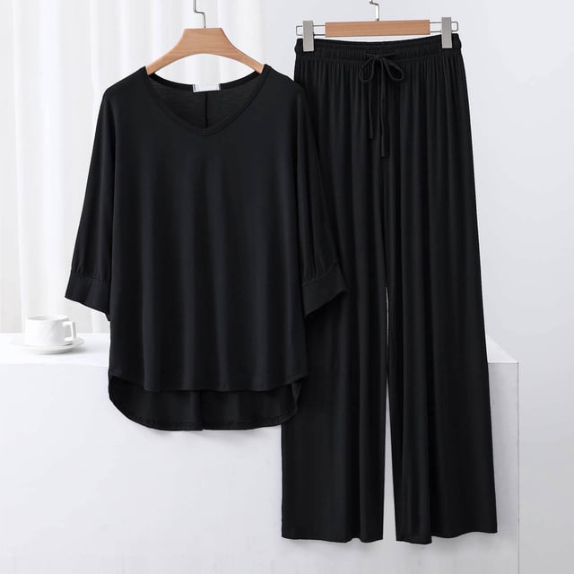 Weiqiqre Pyjamas pour Femmes Pyjamas Rafraîchissants Ensembles d'Été Assortis Manches Courtes Ensemble de Détente Femmes