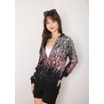 thumbnail image 2 of Womens Sequin Long Sleeve Front Zip Jacket with Ribbed Cuffs, 2 of 5