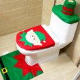 thumbnail image 2 of yeacher Festive Elf Christmas Toilet Set: Lid Cover, Tank Cover & U-Shaped Rug for Holiday Cheer, 2 of 6