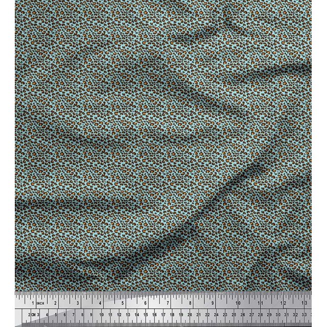 Soimoi Rayon Fabric Leopard Skin Small Printed Craft Fabric by The Yard 56 Inch Wide