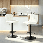 PU Leather Bar Stools Set of 2, Swivel Counter Height BarStools Kitchen Pub Dining Chair with Backrest and Footrest, Large Base 41.5cm