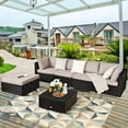 thumbnail image 1 of Costway 6PCS Outdoor Patio Rattan Furniture Set Cushioned Sectional Sofa Ottoman, 1 of 9
