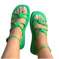thumbnail image 4 of Mefallenssiah Women'S Solid Color Comfortable Slippers Round Head Button Up Beach Sandals, 4 of 4