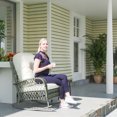 thumbnail image 2 of Outsunny Rattan Rocking Chair with Soft Cushion for Garden, Khaki, 2 of 10