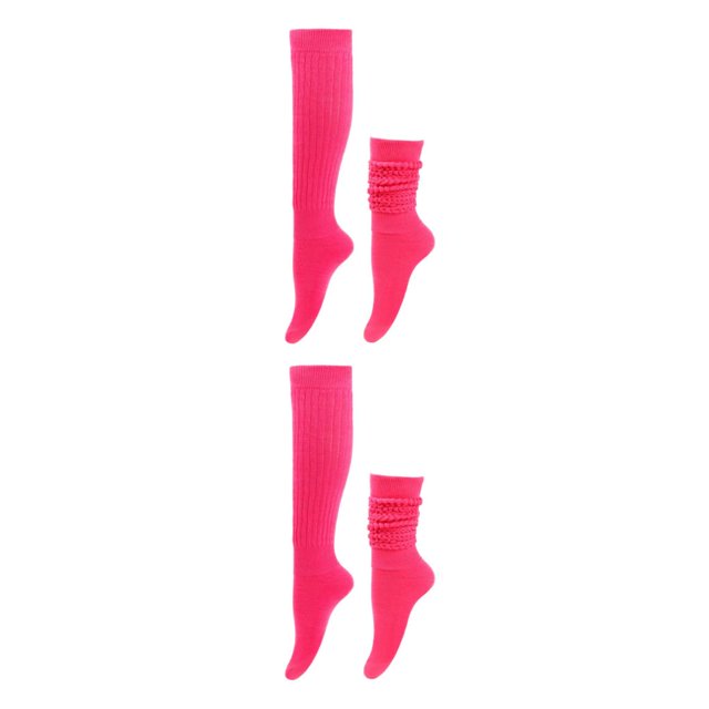 Youkk 2 Pcs Chaussettes Décontractées en Polyester Respirantes et Absorbant la Sueur Tissu Élastique Confortable à Porter Rouge Rose 2ensemble