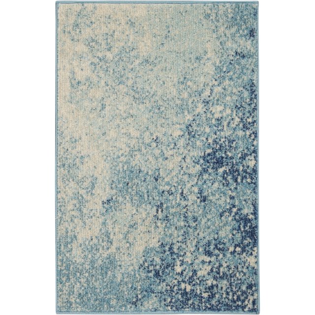 homeroots home decor 385296 2’ x 3’ Light Blue and Ivory Abstract Sky Scatter Rug