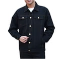 thumbnail image 2 of DecSea Veste en Denim pour Homme Décontractée Coupe Régulière Boutonnée à Manches Longues Veste Camionneur en Jean, 2 of 9