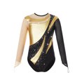 thumbnail image 1 of Moggemol Kids Girls Gymnastic Leotard Long Sleeve Metallic Rhinestone Dance Skating Unitard Bodysuit Gold 16, 1 of 7