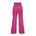 thumbnail image 5 of Mrat Slim Fit Casual Pants Full Length Pants Ladies Fashion Casual High Waist Elastic Waist Drawstring Straps Solid Color Ruffle Wide Leg Long Pants High Waisted Flare Pant, 5 of 5