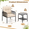 thumbnail image 3 of Costway 3 PCS Patio Bistro Set with Tempered Glass Table Chairs Back and Seat Cushions, 3 of 10