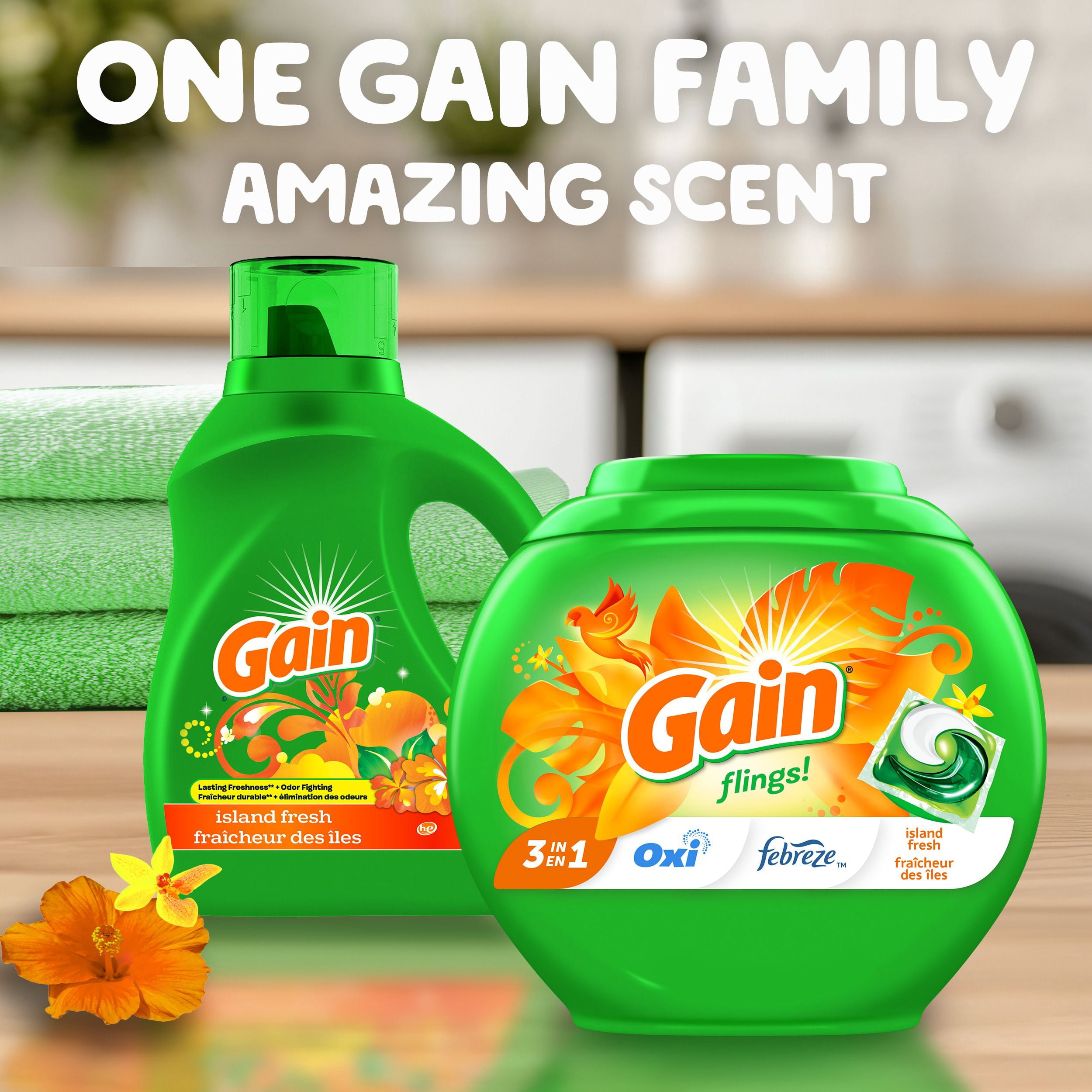 Gain Détergent Liquide à Lessive, Parfum Fraîcheur des Îles, Fraîcheur + Élimination des Odeurs, Savon Nettoyant Liquide pour Laveuse Haute Efficacité, 4.25 Litres, 100 Brassées