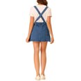 thumbnail image 3 of Unique Bargains Jupe à Bretelles Mini Décontractée pour Femme en Coton Lavé, Boutonnée devant, Ligne a, m Bleu TG, 3 of 7
