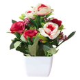 thumbnail image 1 of MesaSe 2 Pcs European Style Tea Rose Artificial Flower Pot Bonsai Garden Table Room Decor(Rose Red), 1 of 10